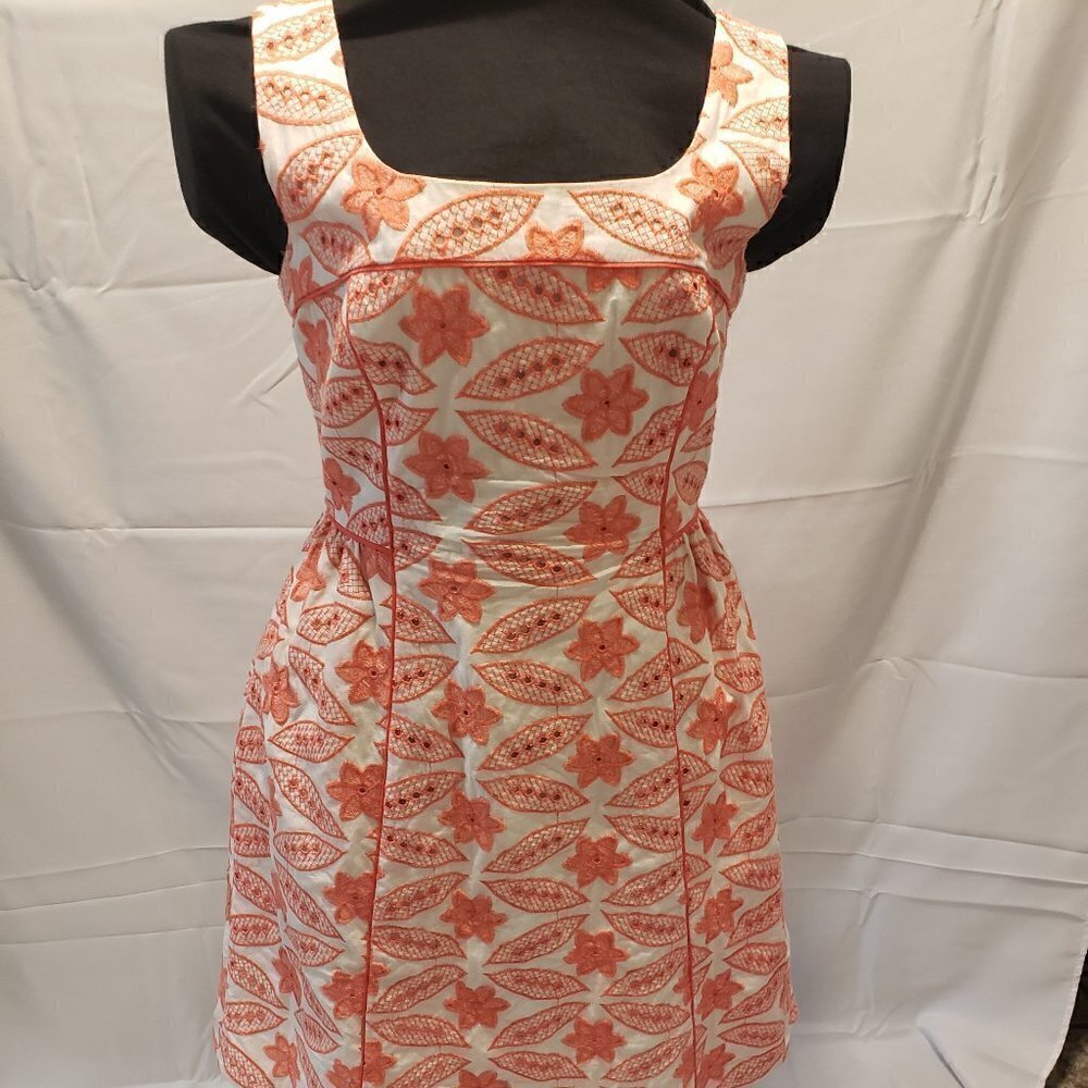 Adrianna Papell Coral & White Fit & Flare Dress